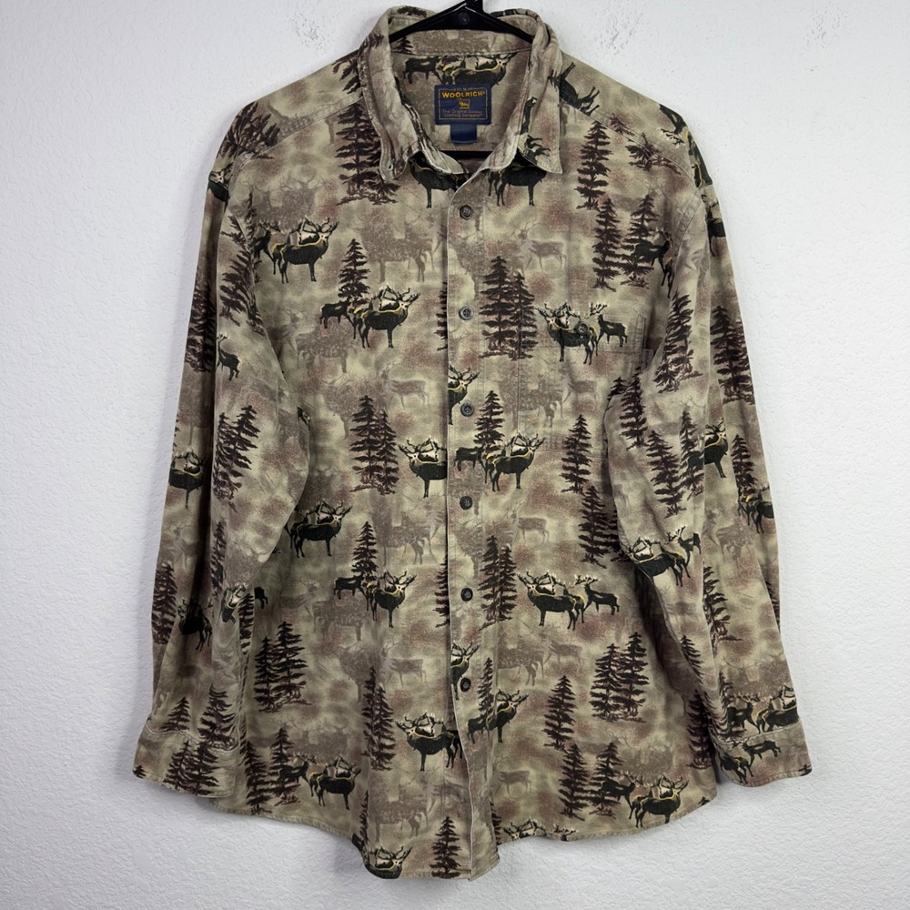 Woolrich Shirt Mens L Camo Deer Forest
Button Hunting Gorpcore Outdoors Rustic